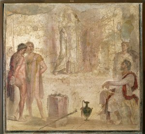 Orestes and Pylades before Iphigenia, fresco by Roman Roman