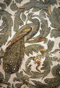 Peacock, Detail of Mosaic - 4th Century A.C., Bardo Museum, Tunis by Roman Roman