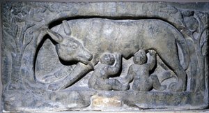 Relief in Limestone of Lupercal: Wolf with Romulus and Remus, Museum of Avenches
