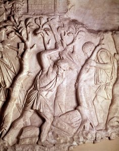 Roman art: clearing scene, low relief, Roman Antiquities Museum, Rome by Roman Roman