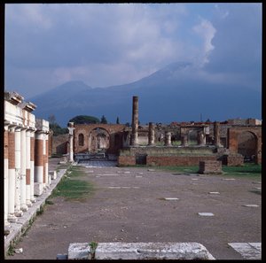 Roman art: view of the forum, archeological site of Pompei (1st century BC-1st century AD) Italy