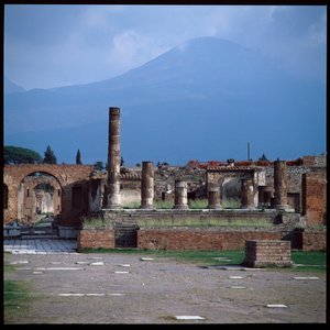 View of the forum, archeological site of Pompeii, Italy