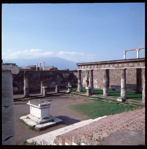 Roman art: view of the temple of Apollo on the archeological site of Pompei (4th century BC-2nd century BC) Italy