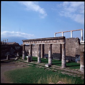 Roman art: view of the temple of Apollo on the archeological site of Pompeii, 4th century BC-2nd century BC, Italy