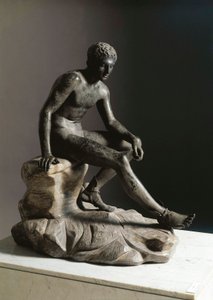 The rest of Hermes Roman bronze sculpture after a Greek original by Lysippe. From Ercolano. Naples, Museo Archeologico Nazionale by Roman Roman
