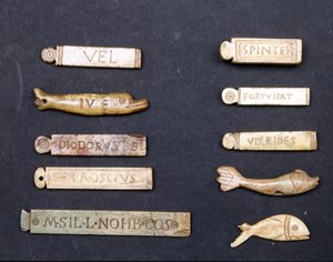 Theatre tickets in ivory from the Roman era by Roman Roman