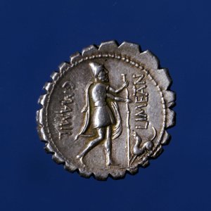Ulysses Recognized by His Dog Argo. Roman Silver Coin, 83 BC by Roman Roman