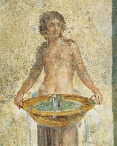 (Detail) Woman Carrying Bucket of Water, from Pompeii, Fresco by Roman Roman