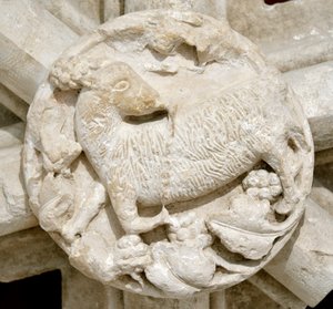 A Lamb, Detail of the Vault of the Saint Laurent Chapel, Originally Located Above the Cistercian Abbey of Fontenay, Burgundy by Romanesque