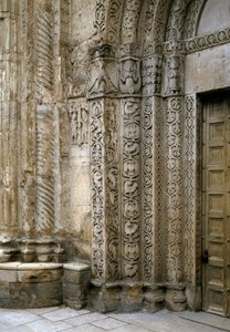 Detail of the facade left side of the portal of the Basilica, early 12th century by Romanesque