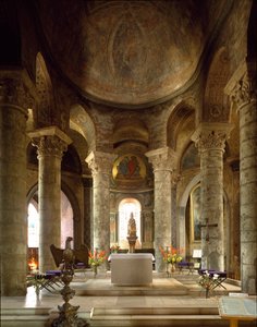 Romanesque art: inner view of the church Notre Dame la Grand, Poitiers (Vienna) by Romanesque