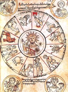 The sun surrounded by signs of the zodiac by Romanesque