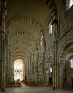 View of the Central Nave of the Basilica of Saint Mary Magdalene (1096-1106), Vezelay, Yonne by Romanesque