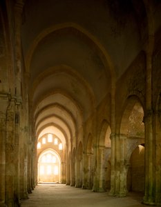 View of the nave of the church of the Cistercian abbey founded in the 12th century