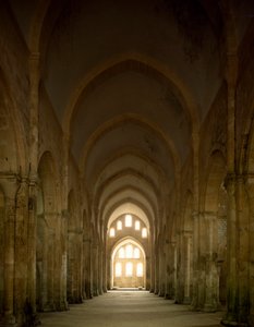 View of the nave of the church of the Cistercian abbey founded in the 12th century by Romanesque