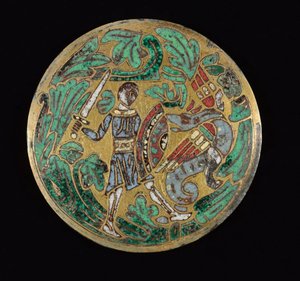 Warrior Fighting a Dragon, circa 1170-1180