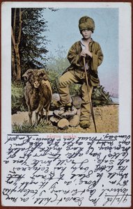 Postcard depicting a Romanian shepherd boy, c.1906