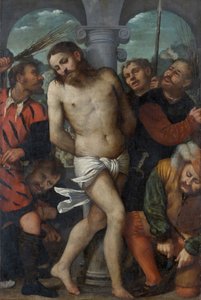 The Flagellation, reverse The Madonna of Mercy by Romanino