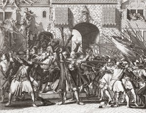 Lynch Mob Grabbing the de Witt Brothers by Romeyn de (after) Hooghe