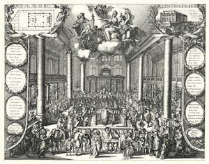 The Portuguese Synagogue, Amsterdam by Romeyn de (after) Hooghe