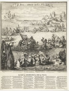Caricature of the Capture of the Silver Fleet at Vigo, 1702 (The Ban and Arrier-Ban at Sea) (The Ban and Arrier-Ban at Sea near Vigo) by Romeyn de Hooghe (possibly)