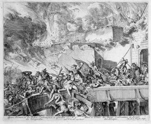 Vienna Print Cycle, Explosion of a Mine and Countermine, Raid on the Turks, 1683 by Romeyn de Hooghe