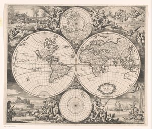 World Map with an Allegory of the Four Elements by Romeyn de Hooghe