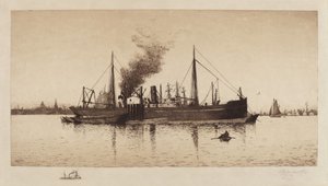 Untitled (Steamship in Boston Harbor)