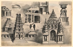 Stage Design, Details of Indian Temples by Romolo Achille Liverani