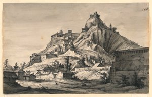 Stage Design, Mountain with Town on Slopes
