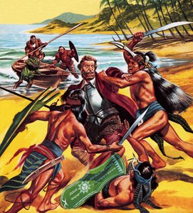 Death of Ferdinand Magellan by Ron Embleton