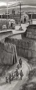 Fortified Huron Village by Ron Embleton
