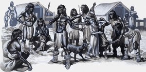 Indians with Two White Children by Ron Embleton