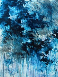 Dynamic Blue Abstract by Ron Halfant