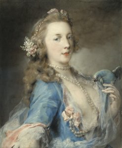 A Young Lady with a Parrot by Rosalba Giovanna Carriera