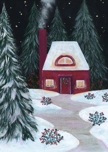 Little Red Holiday Cottage by Rosana Laiz Blursbyai