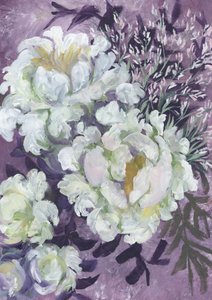 White Peonies Lavender by Rosana Laiz Blursbyai