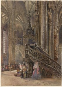 The Interior of the Cathedral of Saint Stephen at Vienna by Rudolf von Alt