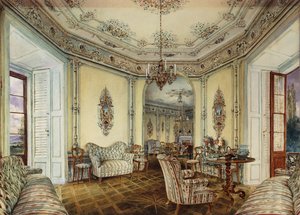 Interior view of the Salon of a Castle in Obertwaltersdorf by Rudolf von Alt
