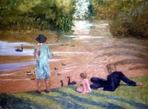 Feeding the Swans by Rupert Charles Wolston Bunny