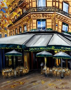Autumn at Les Deux Magots Paris by Ruslana Levandovska