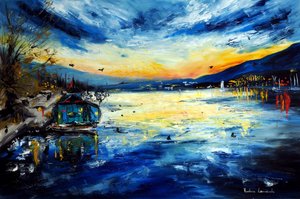 Evening at the Lake in Switzerland by Ruslana Levandovska