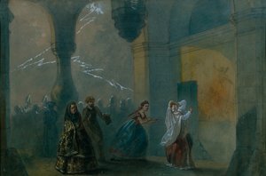 Stage Design for the Play The Storm by A. Ostrovsky, Mid 19th Century by Russian Master