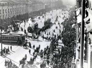 Demonstration in St Petersburg against the Lena massacre in Siberia, April 1912 by Russian Photographer