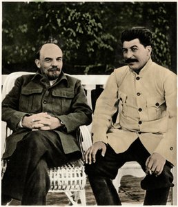 Lenin and Joseph Stalin, Gorki, August 1922 by Russian Photographer