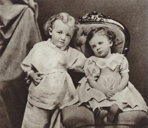 Lenin at the age of four and his sister Olga, Simbirsk, 1874 by Russian Photographer