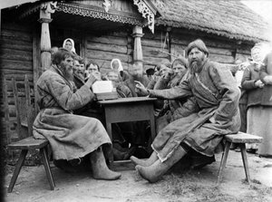 Meeting of Russian Peasant Elders in a Mirskoi Skhod