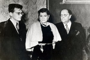 The Composer Dmitri Dmitriyevich Shostakovich, singer Maria Maksakova and writer Aleksei Nikolayevich Tolstoy