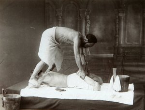 The Oriental bath. Massage. Albumin Photo by Dmitri Ivanovich Yermakov (1845-1916) by Russian Photographer