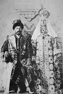 Tsar Nicholas II and Tsaritsa Alexandra in full coronation regalia, May 1896 by Russian Photographer
